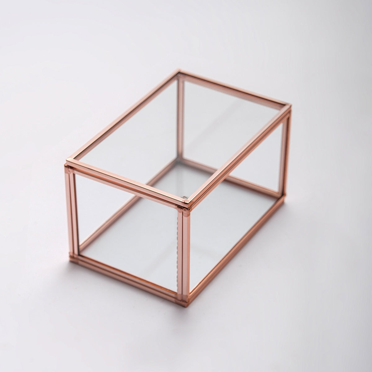 Ring Jewelry Accessories Box Glass Cooper Rose Gold 6x4x3"