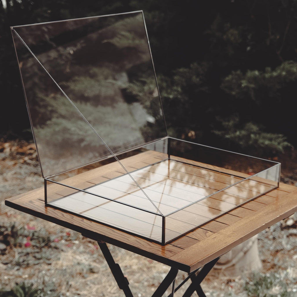 Jewelry Display Case | Glass Showcase Cabinet | Large Counter Stand | Black | Silver | Brass |  Necklace, Bracelet & Wedding Accessory Box