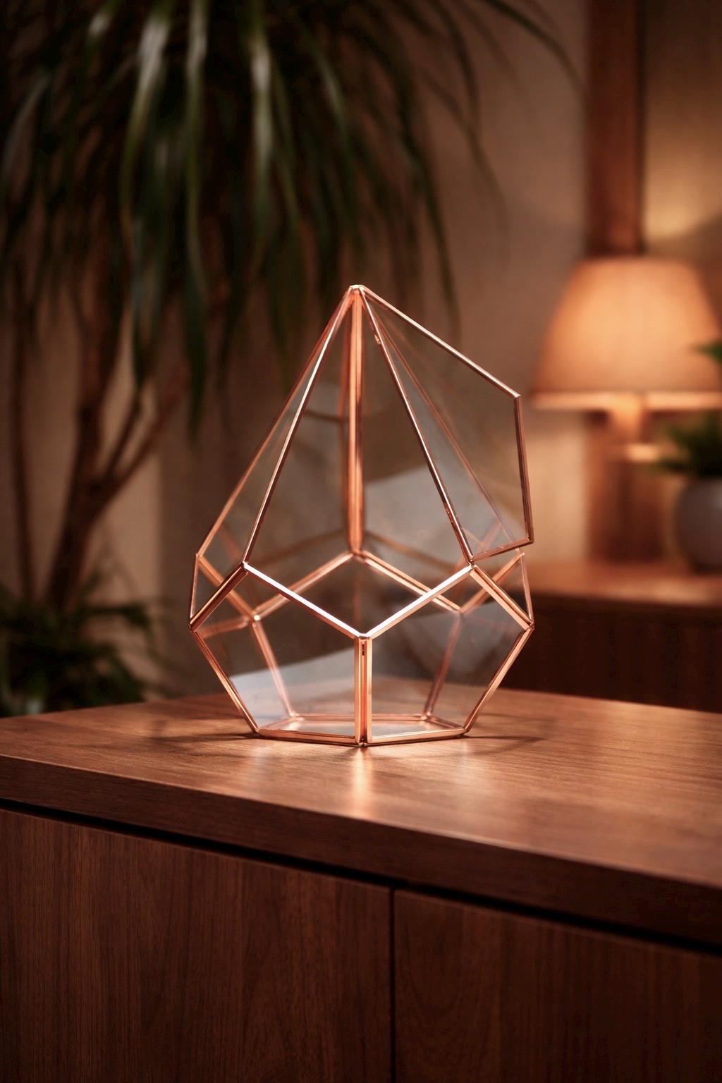 12x9x9" Copper Rose Terrarium Containers Geometric Glass Large For Plants Garden Succulents Wedding Decor Christmas Gift El Crea Designs