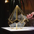 Geometric Glass Terrarium Container | Brass Gold Frame | Large Succulent Planter | Modern Home and Wedding Decor | Unique Gift Idea