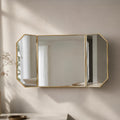 24x12" Wall-Mounted Desktop Vanity Makeup Mirror Brass Gold Decorative Scandinavian Portable Bedroom Bohemian Modern Decor Christmas Gift