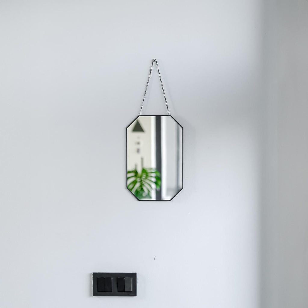 12x8" Mirror Black Elegant Boho Nordic Style for Your Bathroom Enhance your space with a Stylish Makeup Mirror & Decorative Wall Hanger