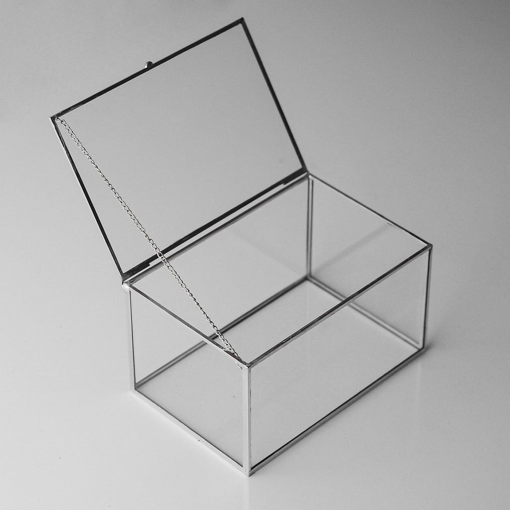 Ring Jewelry Accessories Box Glass Silver 6x4x3" Christmas Gift