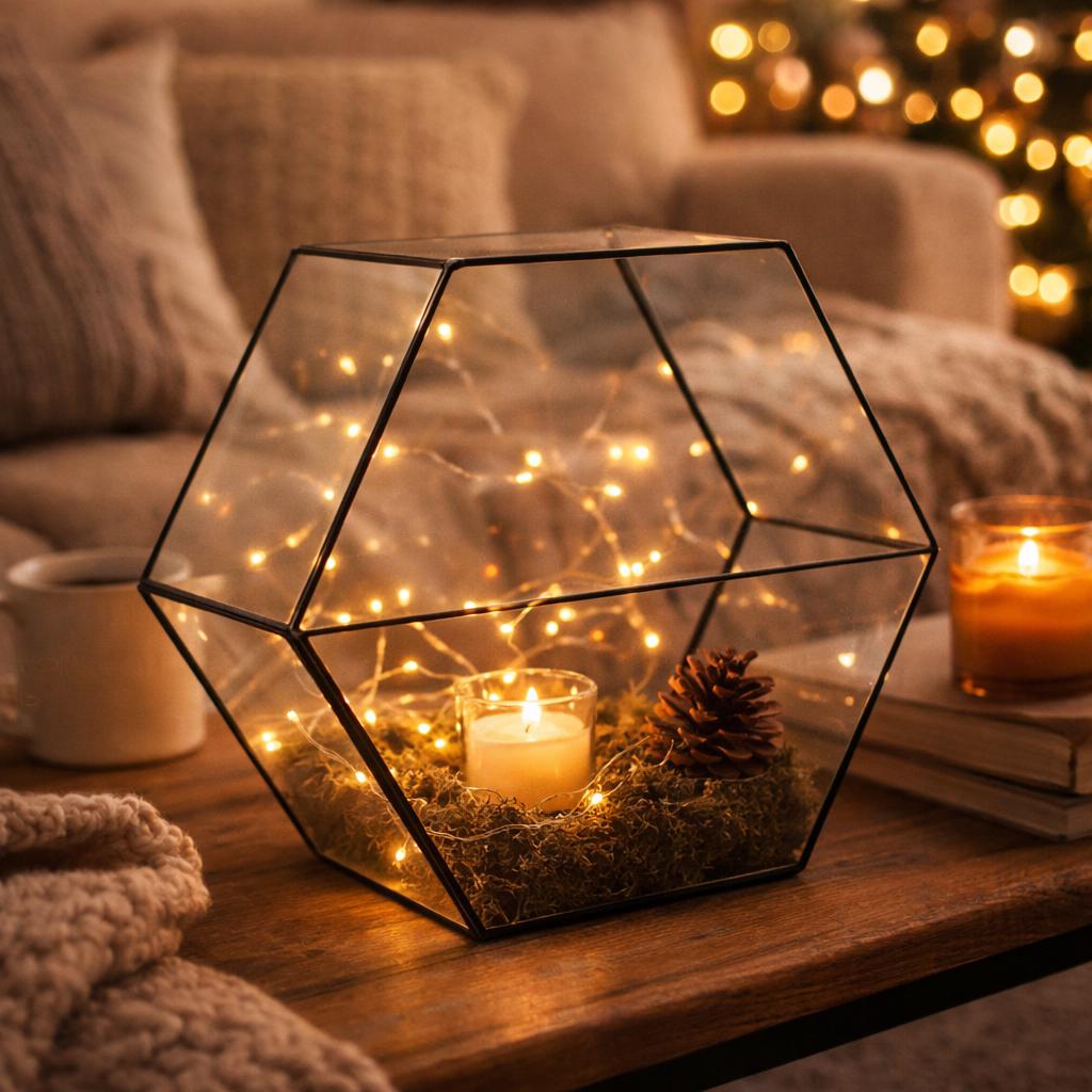 9x8x4" Black Terrarium Containers Geometric Glass Large For Plants Door Garden Succulents Wedding Decor Christmas Gift El Crea Designs