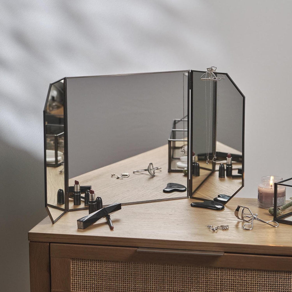 24x12" Vanity Makeup Mirror Anthracite Black Desktop Tabletop Decorative Scandinavian Portable Bedroom Bohemian Modern Decor Christmas Gift