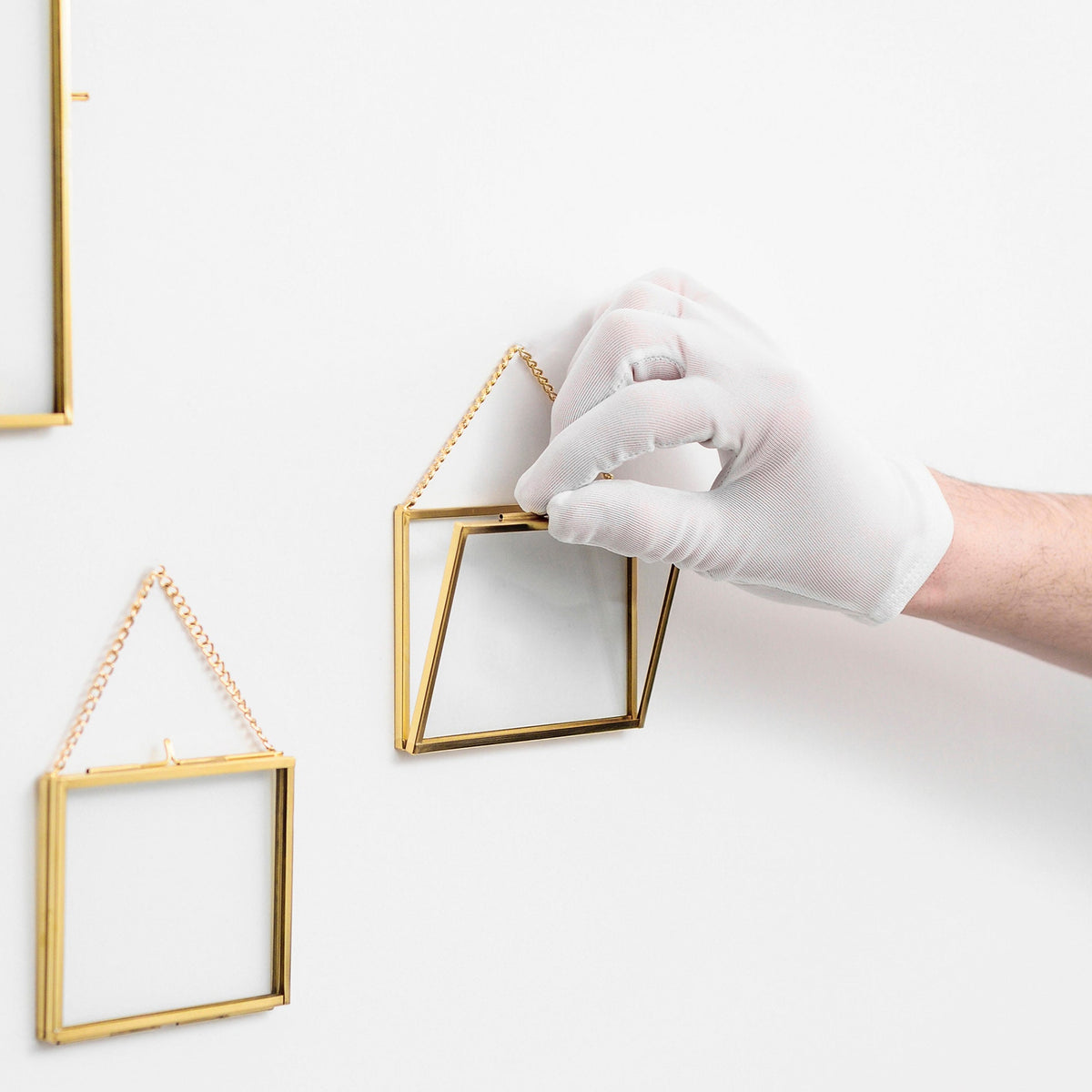 5x3" Floating Glass Frame Brass Gold Wall Hanging Photo Picture Double Bilderrahmen Horizontal Pretty Perfect For Pressed Flower Arrangement