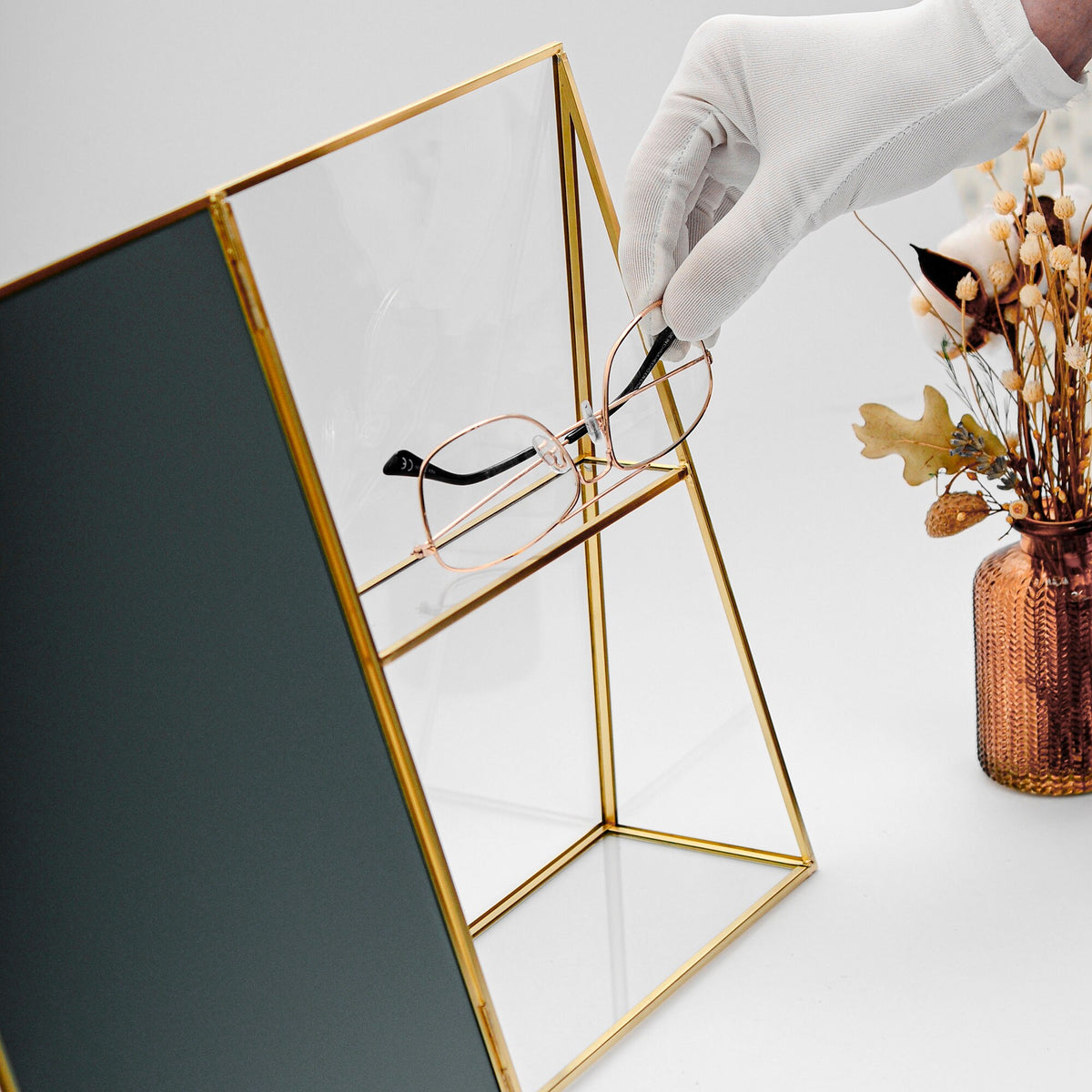 12x8x3" Vanity Makeup Mirror Desktop Brass Gold Organizer