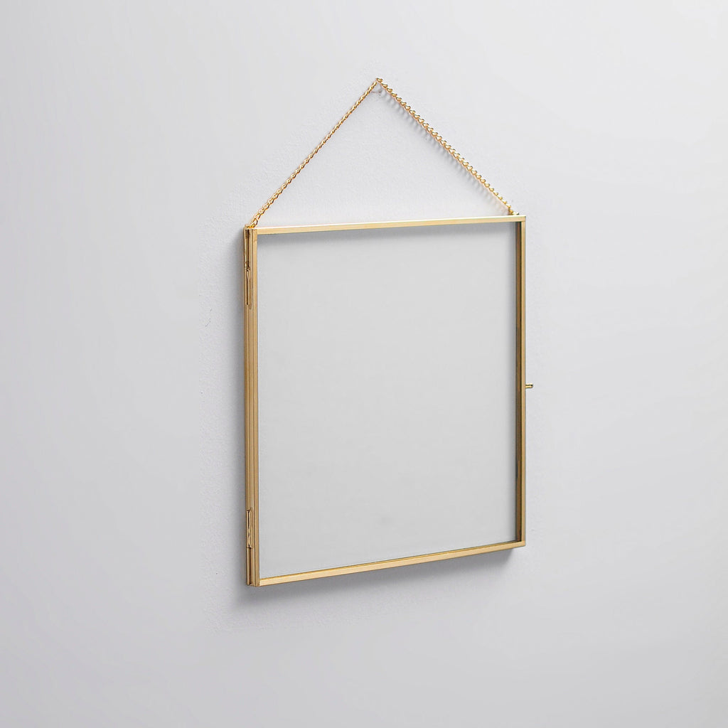 8x8” Floating Glass Frame Brass Gold Wall Hanging Photo Picture Double Bilderrahmen Vertical Pretty Perfect For Pressed Flower Arrangement