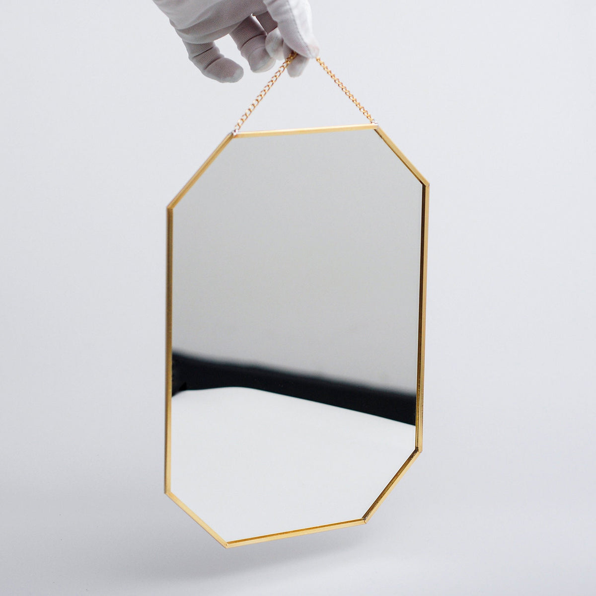 12x8" Brass Mirror Wall Hanging Bathroom Bohemian Decoration Nordic Style Makeup Gold With Decorative Wall Hanger