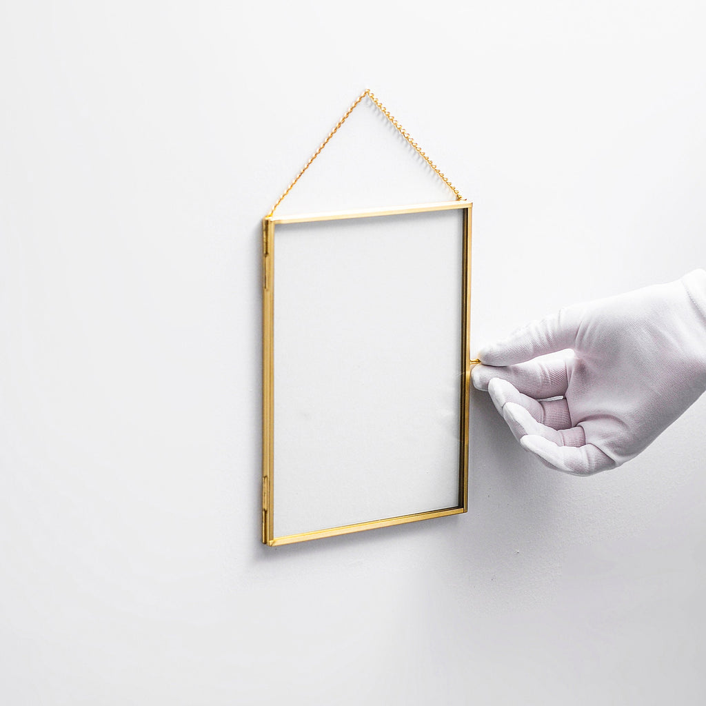 8x6” Floating Glass Frame Brass Gold Wall Hanging Photo Picture Double Bilderrahmen Vertical Pretty Perfect For Pressed Flower Arrangement