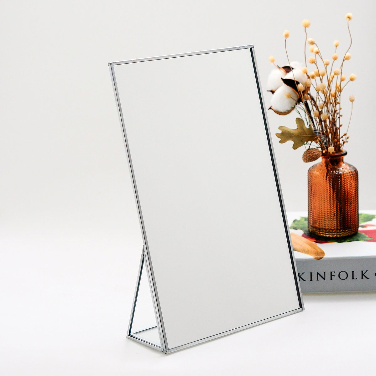 12x8" Vanity Makeup Mirror Silver Desktop