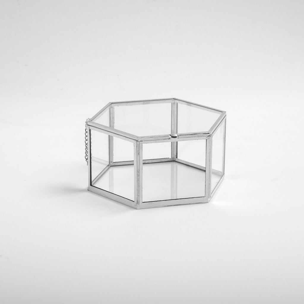 Ring Jewelry Accessories Box Glass Silver 5x4x2" Christmas Gift