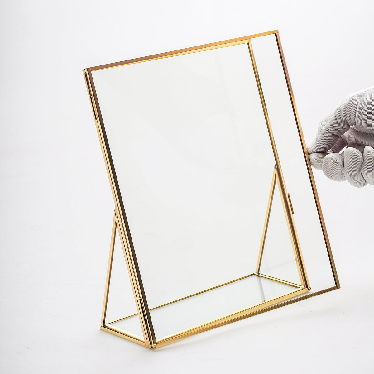 Floating Glass Frame Brass Desktop Photo Picture Double Tabletop Bilderrahmen Horizontal Vertical Pretty Perfect Pressed Flower Arrangement