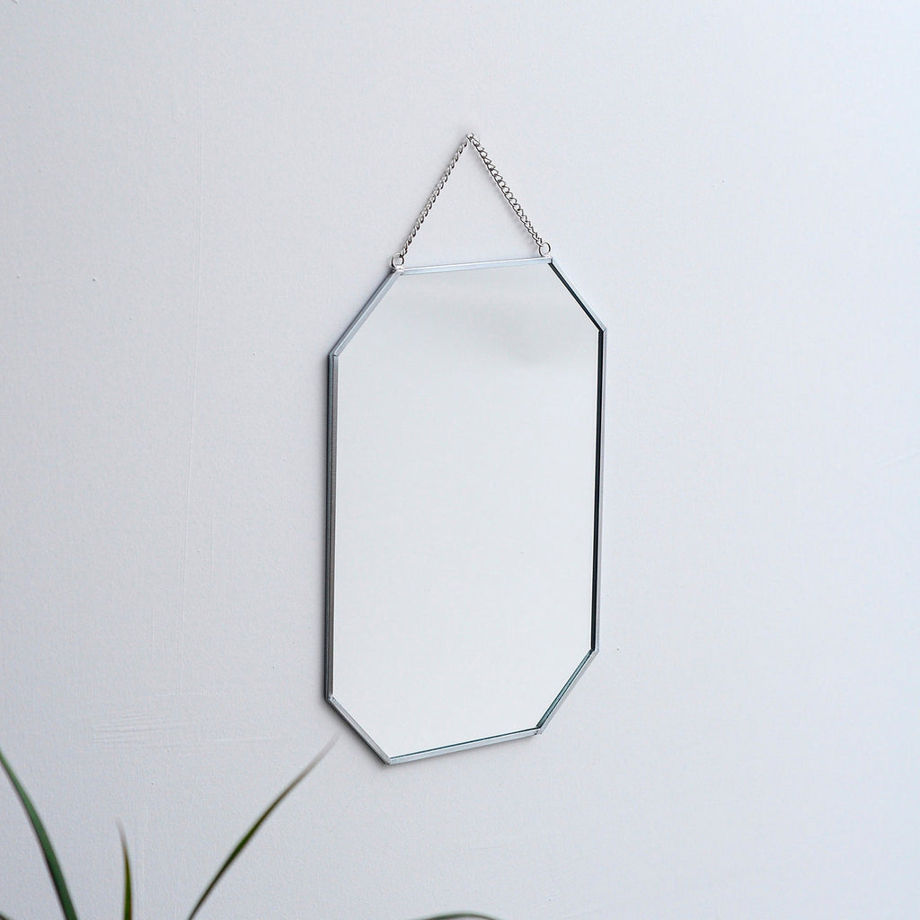 12x8" Silver Mirror Wall Hanging Bathroom Bohemian Decoration Nordic Style Makeup Gold With Decorative Wall Hanger