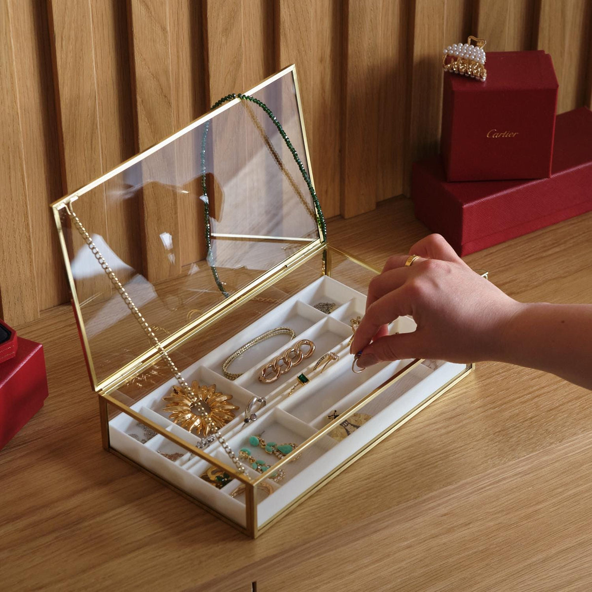 10x6x2" Display Case Glass Brass Gold Customizable Personalizable Jewelry Organizer 3D print