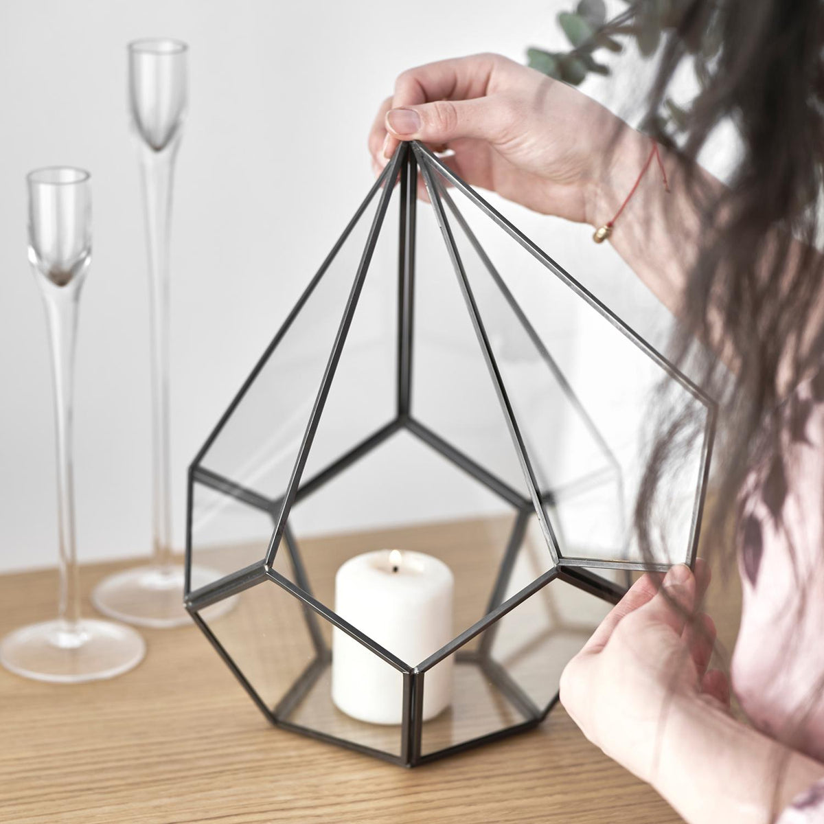 Glass Terrarium | Geometric | Large | Wedding Centerpiece | Card Box | Table Decor | Modern Vase | Container | Black Anthracite