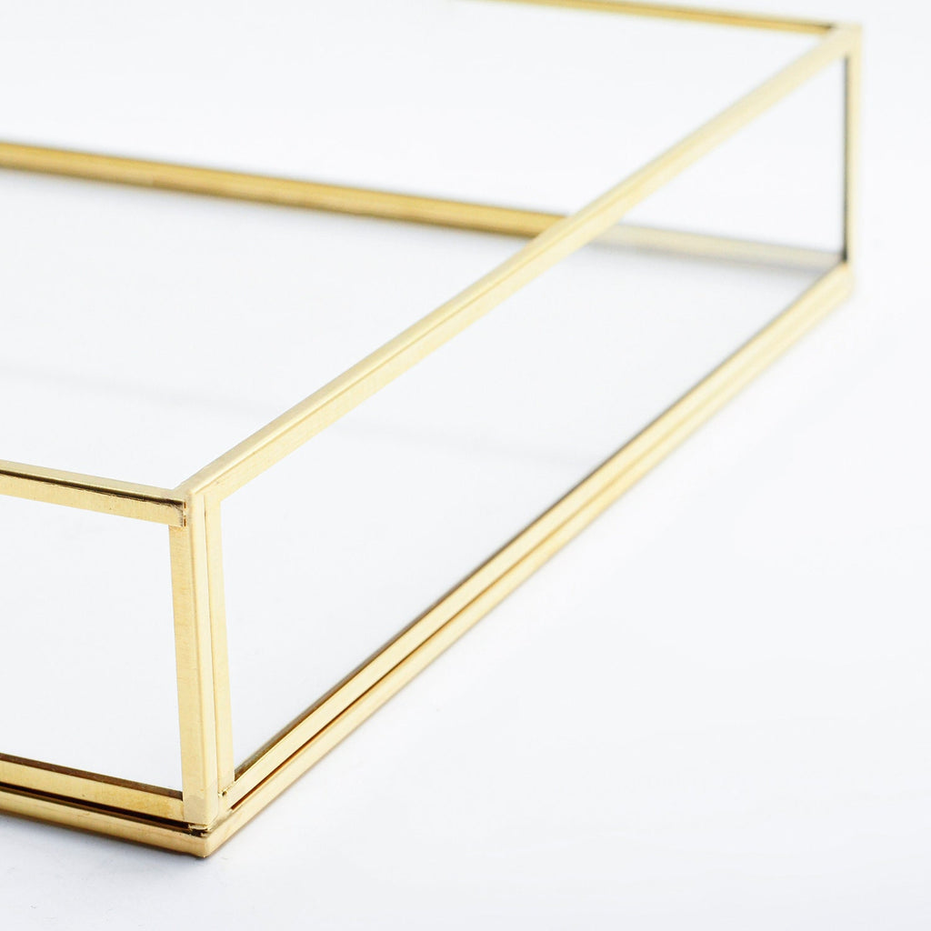 Jewelry Edc Serving Tray Glass Organizer Perfume Wedding Brass Gold Copper Silver Makeup Plateau Tablett Vassoio Bandeja Vanity Candle Gift