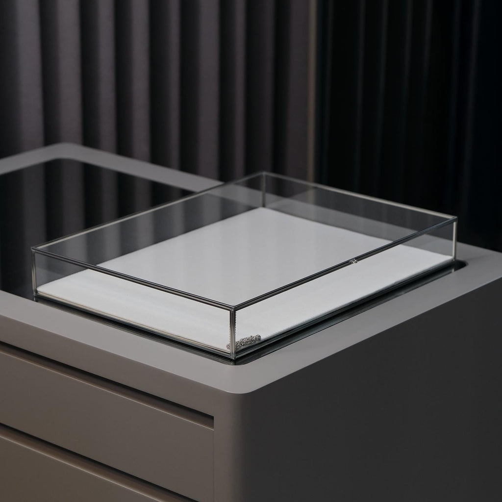 Jewelry Display Case | Glass Showcase Cabinet | Large Counter Stand | Silver | Necklace, Bracelet & Wedding Accessory Storage Box