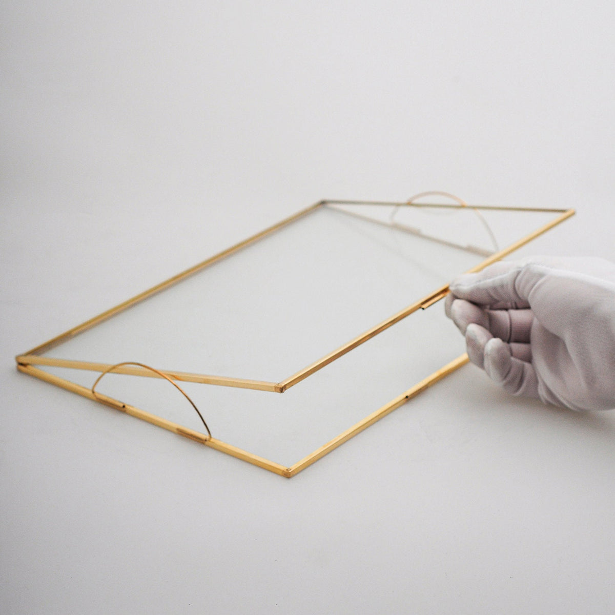 10x6" Wedding Tray Makeup Organizer Glass Brass Gold