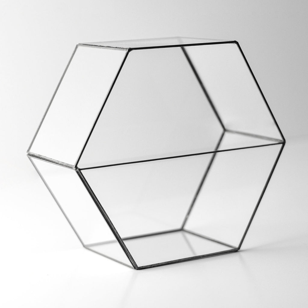 9x8x4" Black Terrarium Containers Geometric Glass Large For Plants Door Garden Succulents Wedding Decor Christmas Gift El Crea Designs