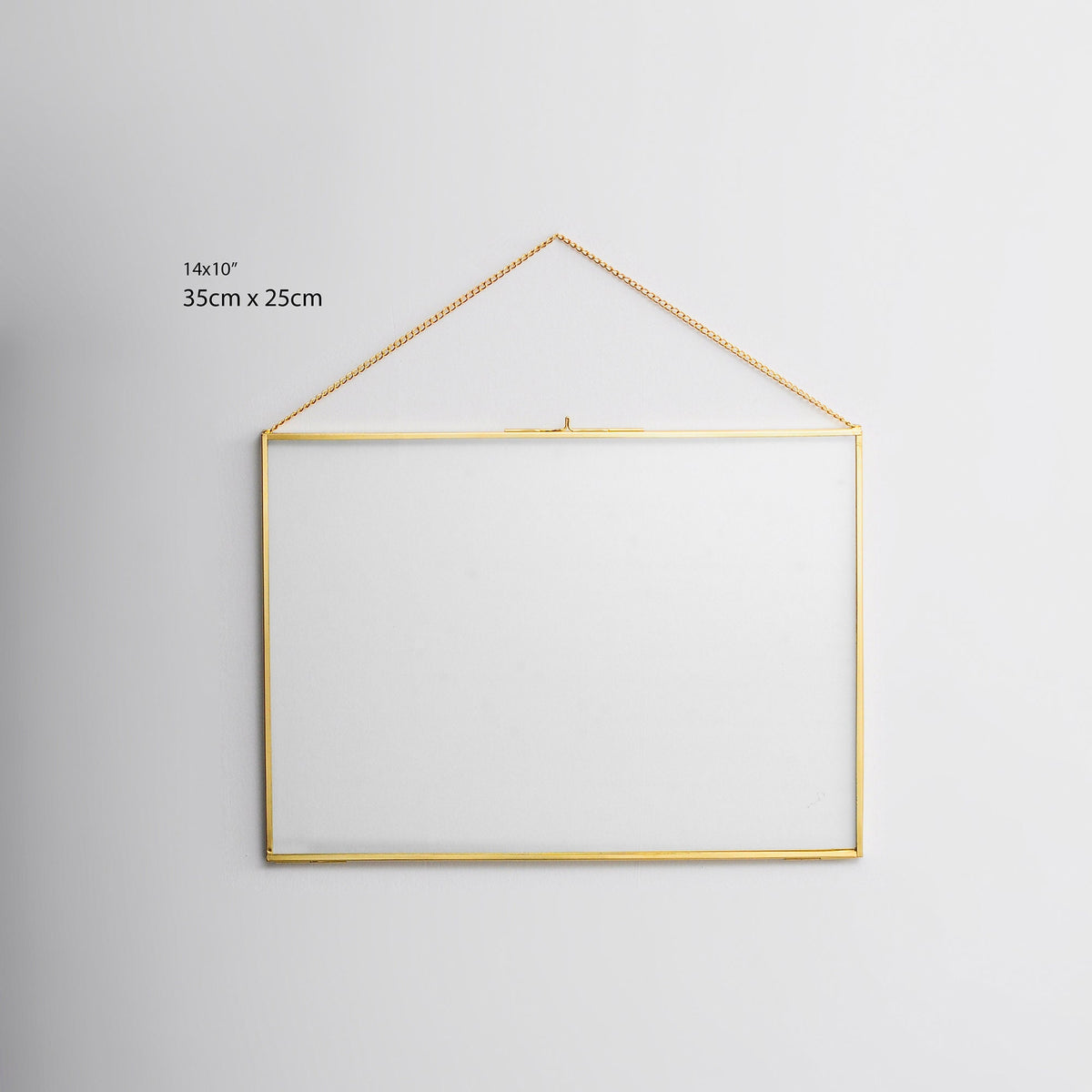 14x10” Floating Glass Frame Brass Gold Wall Hanging Photo Picture Double Bilderrahmen Horizontal Perfect For Pressed Flower Arrangement