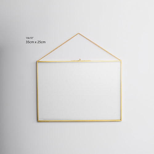Brass Floating Glass Picture Frame Horizontal