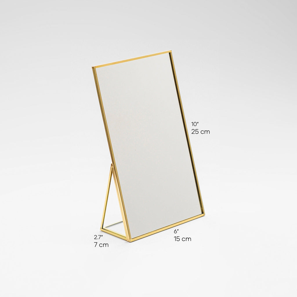 10x6" Makeup Mirror Desktop Brass Vanity Gold Tabletop