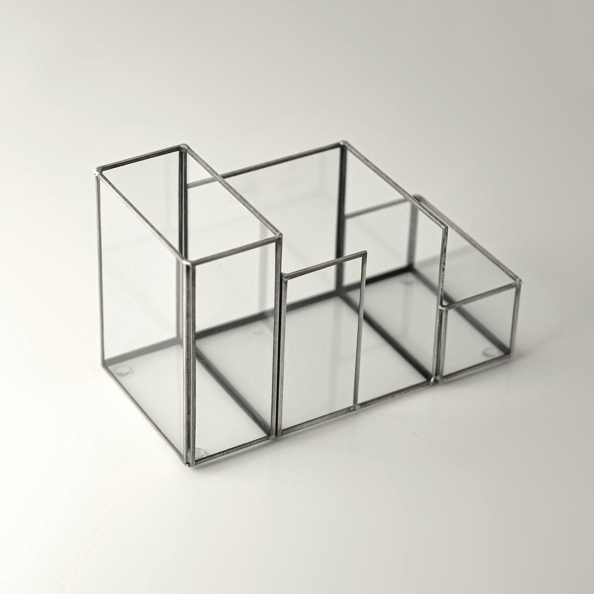 8x4x5" Pen Holder Office Decoration Makeup Organizer Black Glass Accessories Geometric Christmas Gift