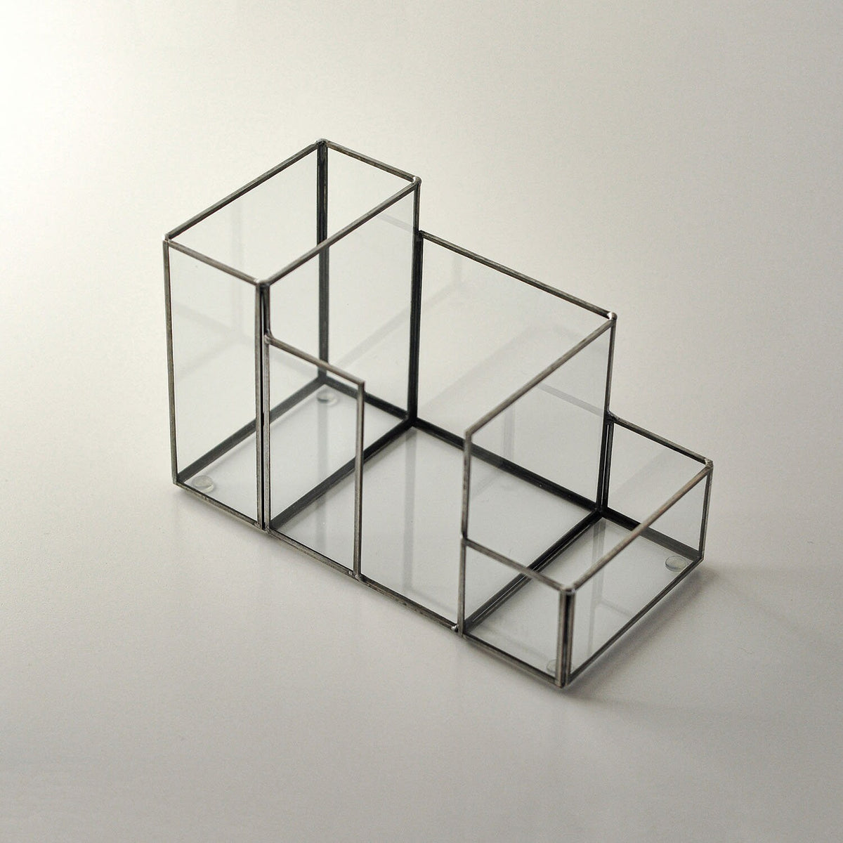 8x4x5" Pen Holder Office Decoration Makeup Organizer Black Glass Accessories Geometric Christmas Gift