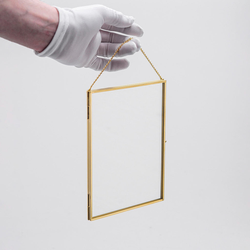 5x7 inch Photo Picture Floating Frame | Brass & Gold | Glass