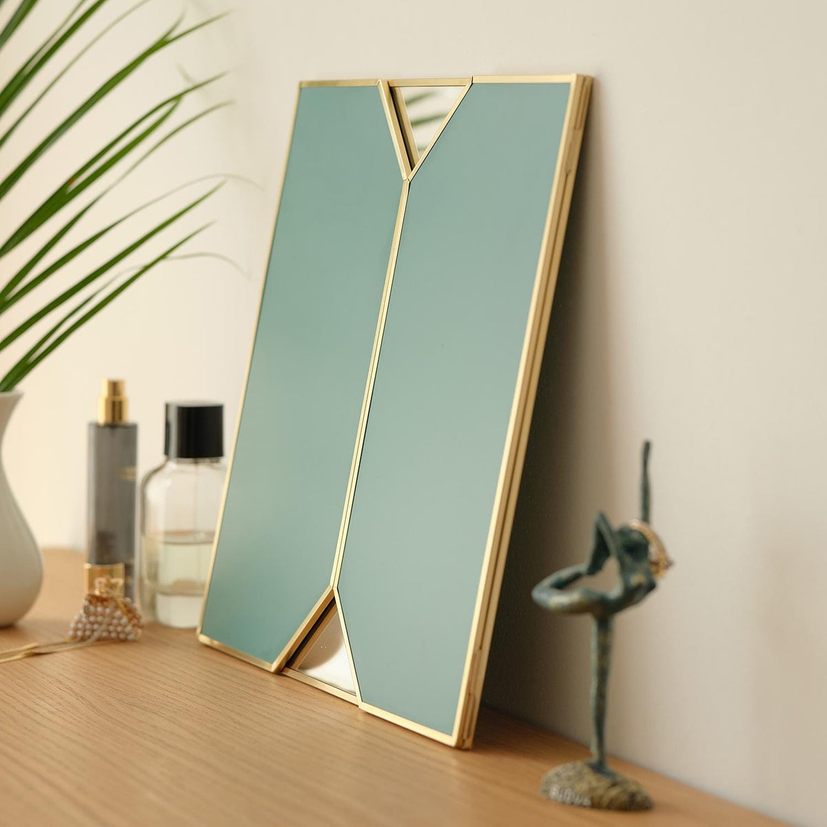 24x12" Vanity Makeup Mirror Brass Desktop Tabletop  Desk Gold Decorative Scandinavian Portable Bedroom Bohemian Modern Decor Christmas Gift