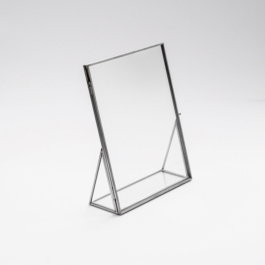 10x8" Floating Glass Frame Silver Desktop Photo Picture Double Tabletop Bilderrahmen Vertical Pretty Perfect For Pressed Flower Arrangement