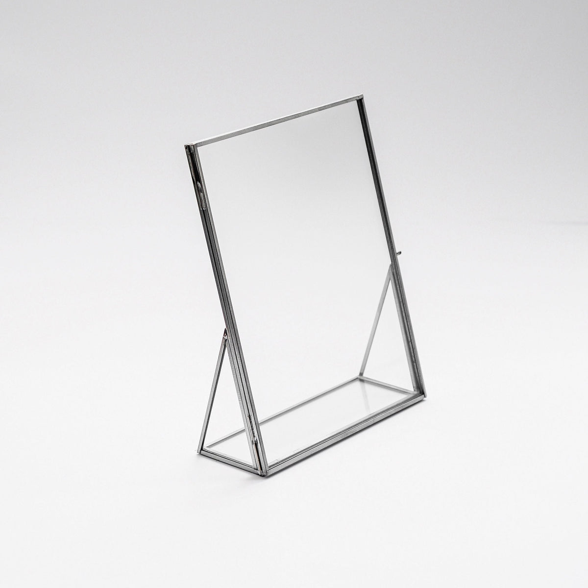 10x8" Floating Glass Frame Silver Desktop Photo Picture Double Tabletop Bilderrahmen Vertical Pretty Perfect For Pressed Flower Arrangement