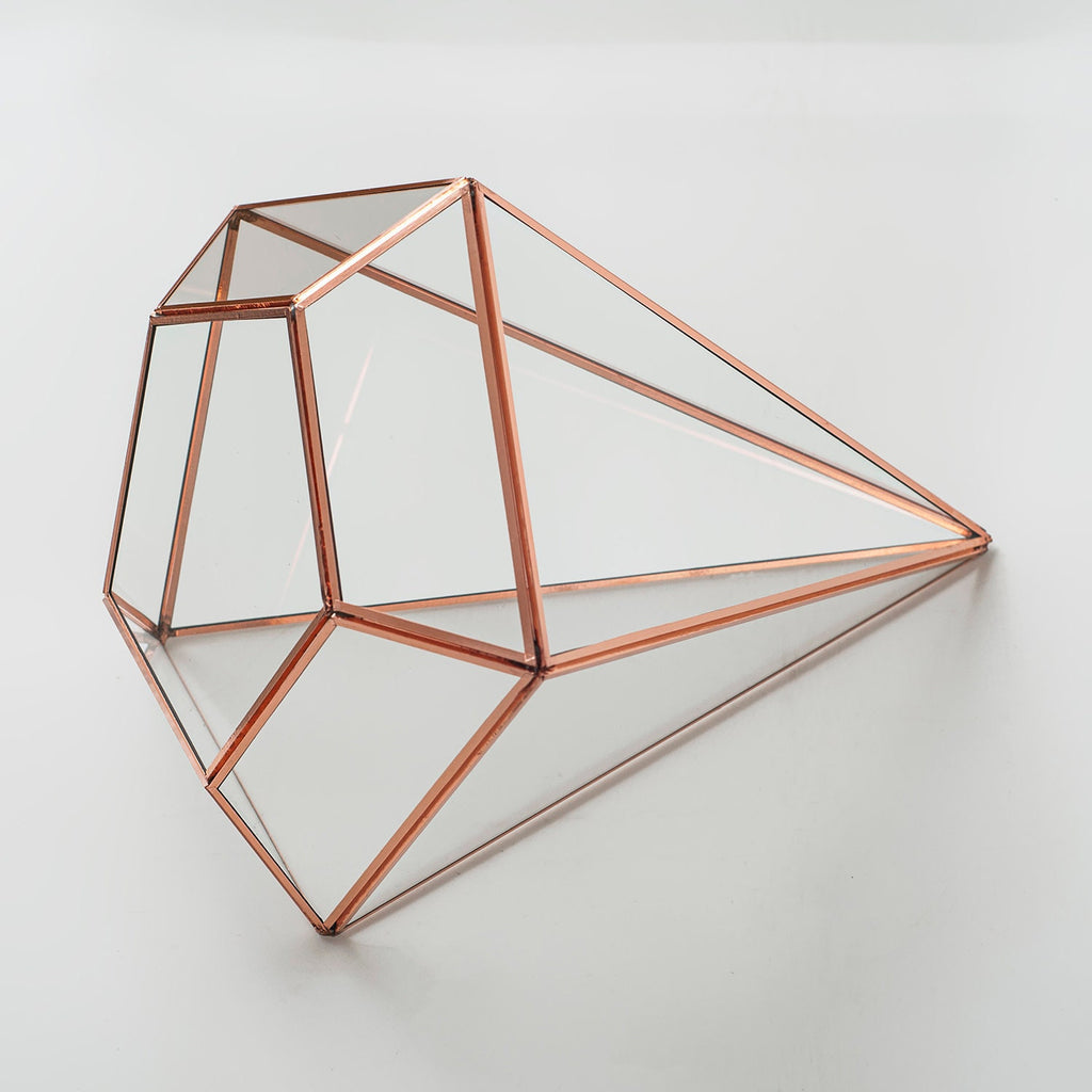 10x8x8" Copper Rose Terrarium Containers Geometric Glass Large Plants Door Garden Succulents Wedding Decor Christmas Gift El Crea Designs