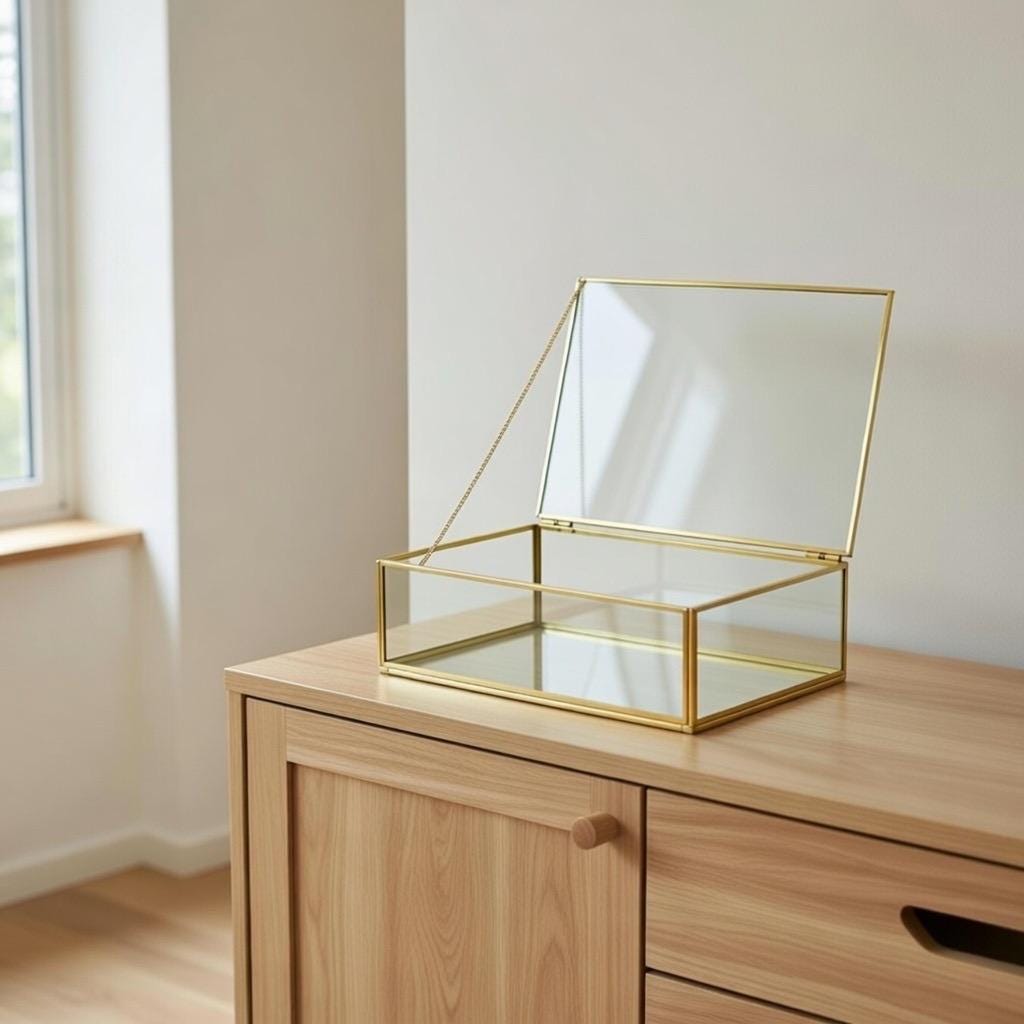 12x8x3" Display Case Glass Photo Box Brass Gold Card Customizable Personalizable Jewelry Wedding Bouquet Keepsake Organizer Christmas Gift