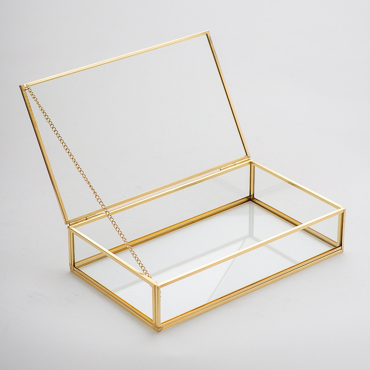 10x6x2"Display Case Glass Photo Box Brass Gold Card Customizable Personalizable Jewelry Wedding Bouquet Keepsake Organizer Christmas Gift