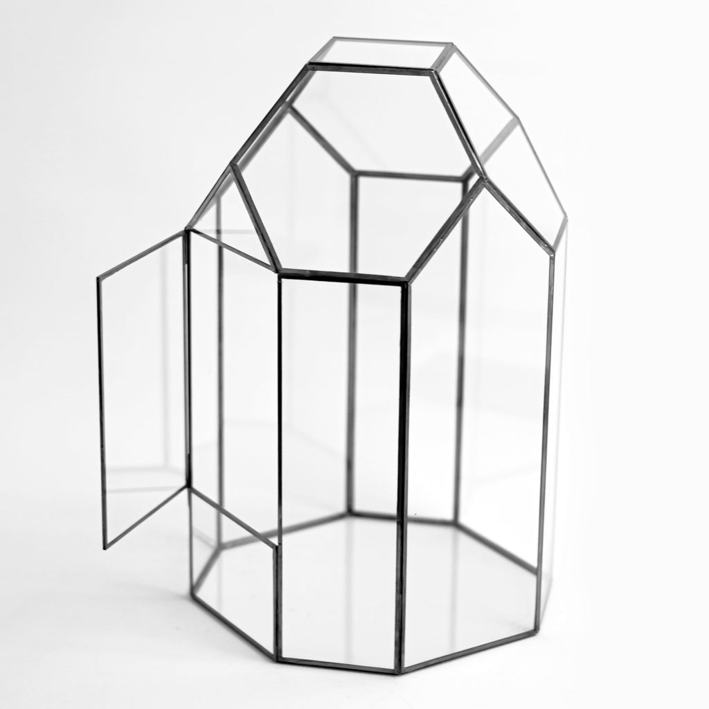 13x8x8" Black Terrarium Containers Geometric Glass Large For Plants Door Garden Succulents Wedding Decor Christmas Gift El Crea Designs