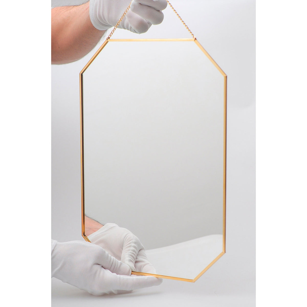 14x10" Brass Mirror Wall Hanging Bathroom Bohemian Decoration Nordic Style Makeup Gold With Decorative Wall Hanger