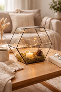 9x8x4" Black Terrarium Containers Geometric Glass Large For Plants Door Garden Succulents Wedding Decor Christmas Gift El Crea Designs