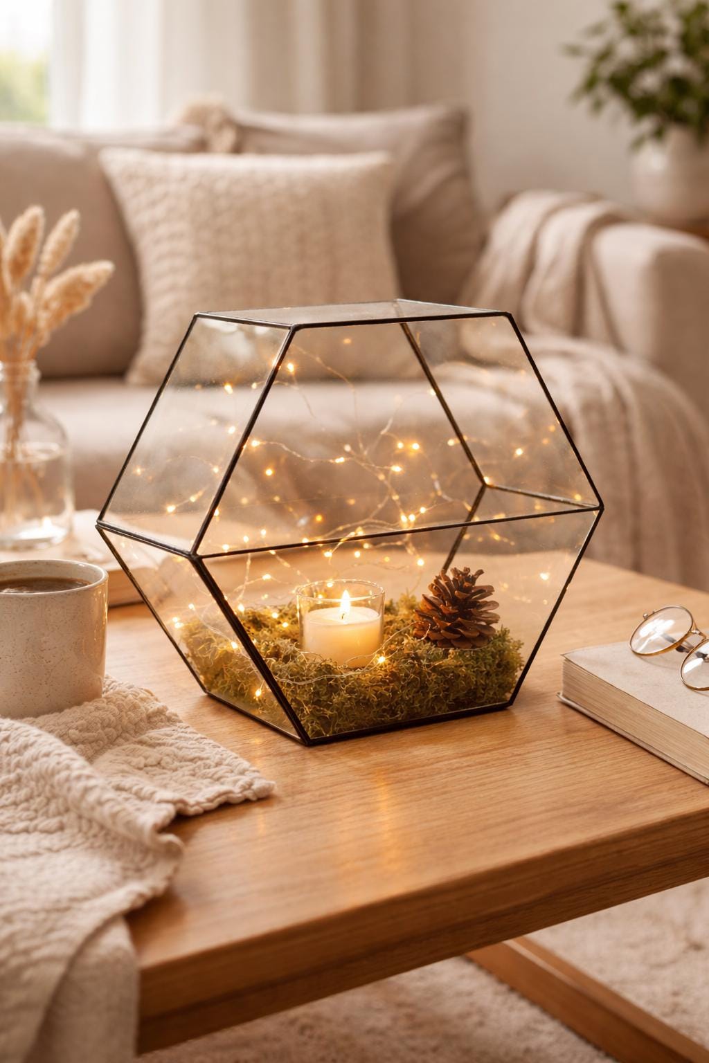 9x8x4" Black Terrarium Containers Geometric Glass Large For Plants Door Garden Succulents Wedding Decor Christmas Gift El Crea Designs