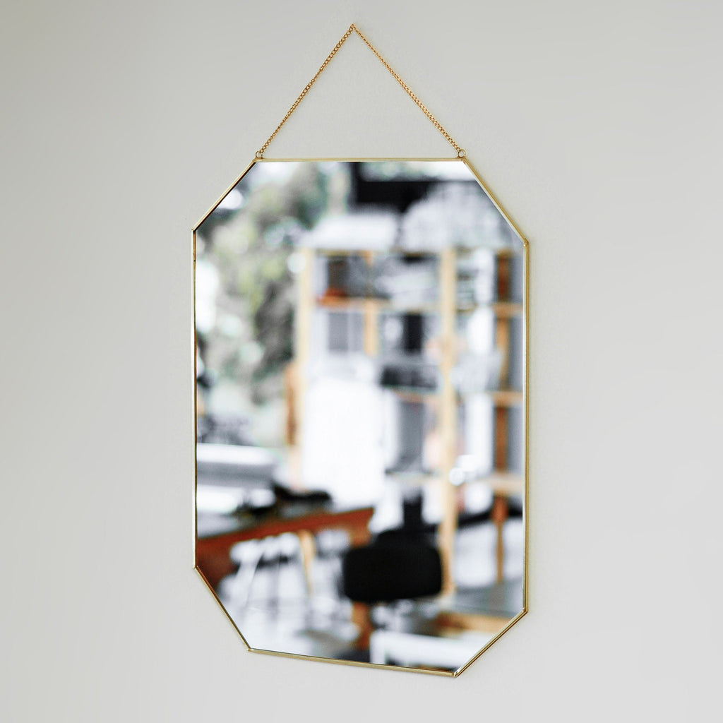 20x15" Brass Mirror Wall Hanging Bathroom Bohemian Decoration Nordic Style Makeup Gold With Decorative Wall Hanger