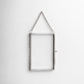 5x3 in silver floating glass frame with hanging chain