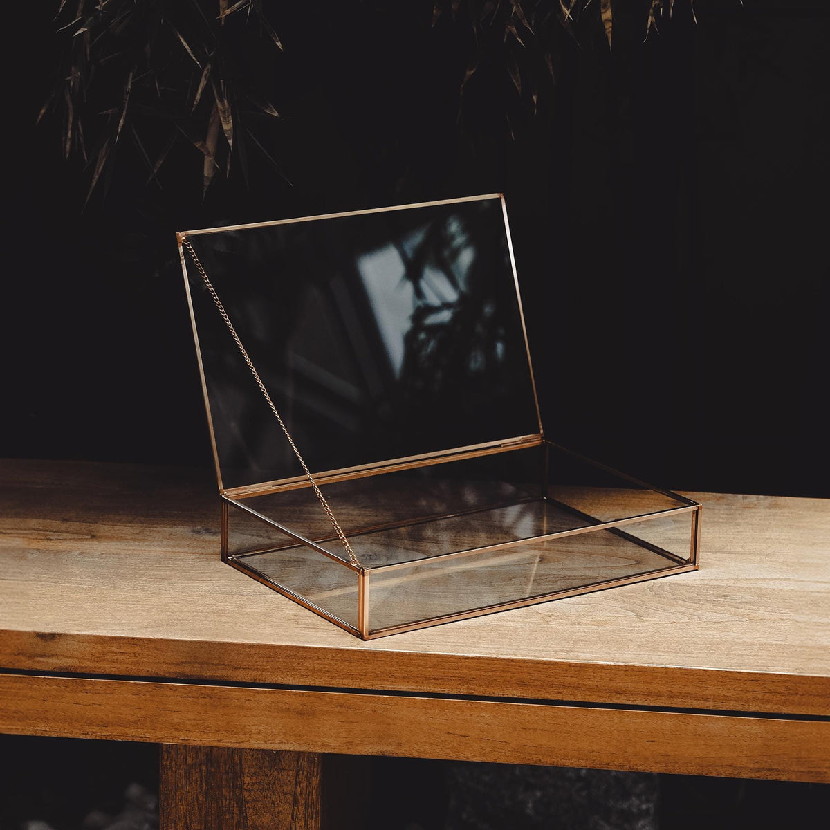 12x8x2" Display Case Glass Photo Box Copper Rose Card Customizable Personalizable Jewelry Wedding Keepsake Organizer Christmas Gift