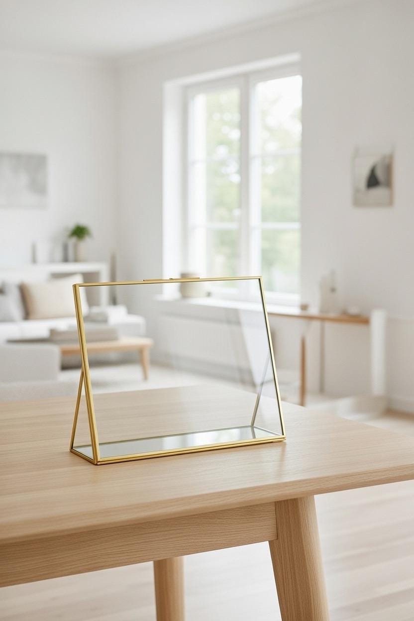 10x8" Floating Glass Frame Brass Desktop Photo Picture Double Tabletop Bilderrahmen Vertical Pretty Perfect For Pressed Flower Arrangement
