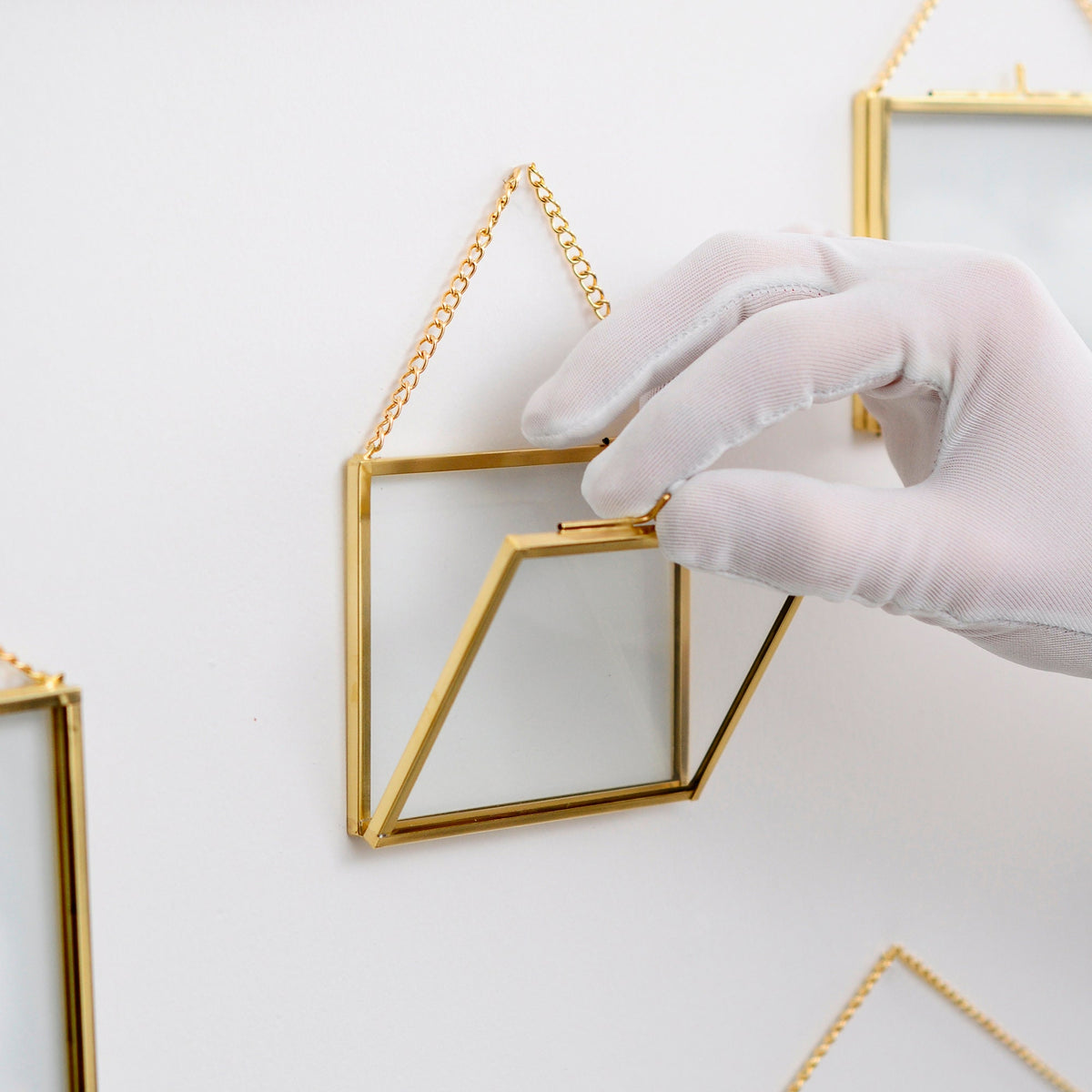 4x3" Floating Glass Frame Brass Gold Wall Hanging Photo Picture Double Bilderrahmen Horizontal Pretty Perfect For Pressed Flower Arrangement