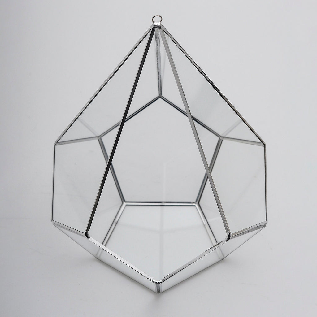12x9x9" Silver Terrarium Containers Geometric Glass Large For Plants Garden Succulents Wedding Decor Christmas Gift El Crea Designs