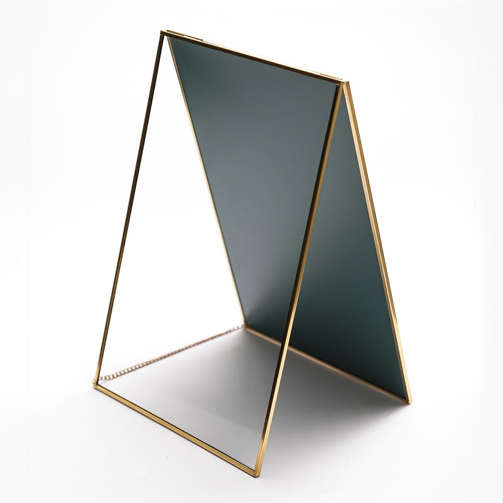 12x8" Makeup Mirror Brass Desktop Tabletop Organizer Portable