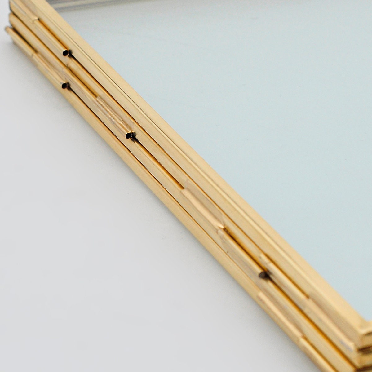 8x6" Floating Glass Frame Brass Desktop Photo Picture Double Tabletop Bilderrahmen Vertical Pretty Perfect For Pressed Flower Arrangement
