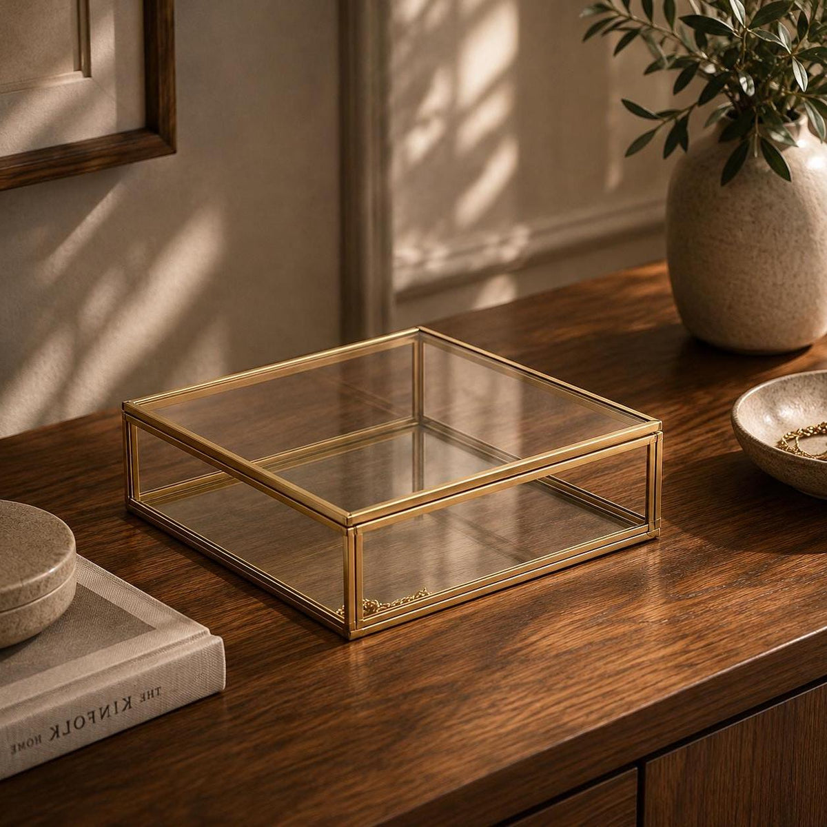 8x8x3" Display Case Glass Photo Box Brass Gold Card Customizable Personalizable Jewelry Wedding Bouquet Keepsake Organizer Christmas Gift
