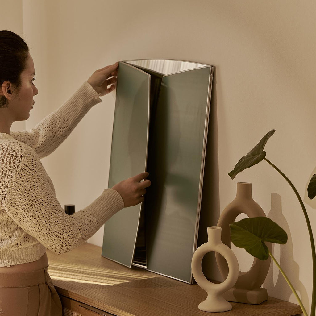36x24" | Vanity Makeup Mirror | Silver Desktop | Decorative | Tabletop Desk | Scandinavian | Portable Bedroom | Bohemian Modern